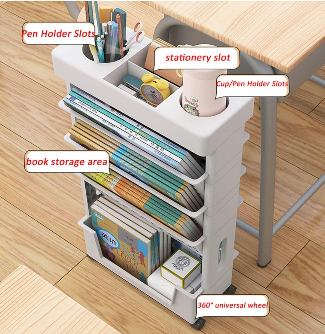 courti Mobiles Schreibtischregal für Klassenzimmer, kompakter Schreibtisch-Aufbewahrungs-Organizer m