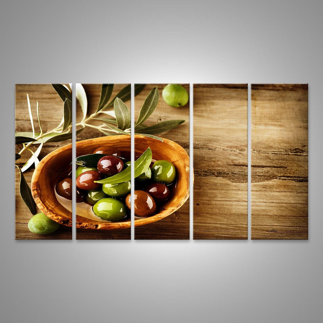 islandburner Bild auf Leinwand Oliven und Olivenöl Wandbild, Poster, Leinwandbild HTZ-5P, Leinwand 1