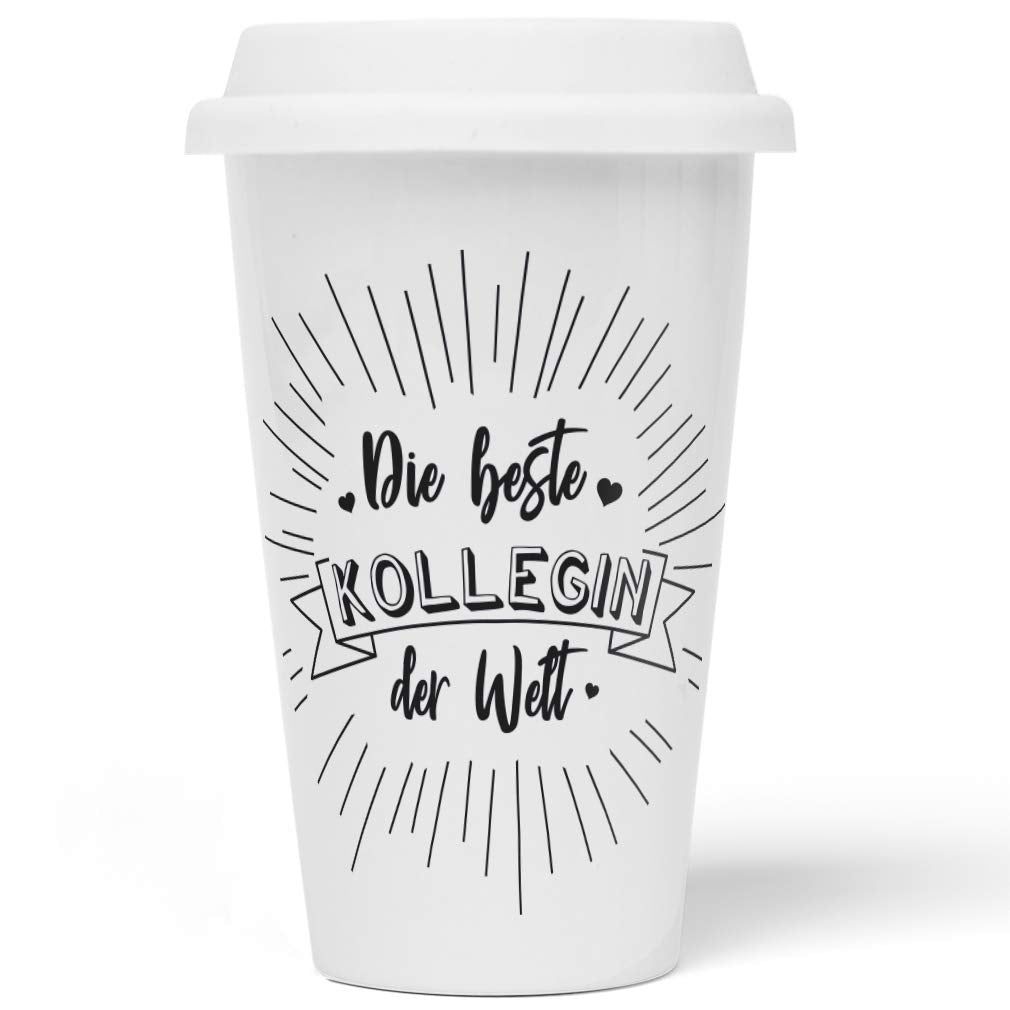 JUNIWORDS To-Go Becher mit Deckel, Die beste Kollegin der Welt (1000329)