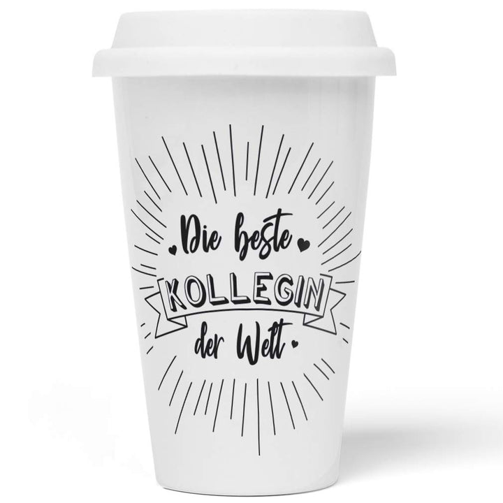 JUNIWORDS To-Go Becher mit Deckel, Die beste Kollegin der Welt (1000329)
