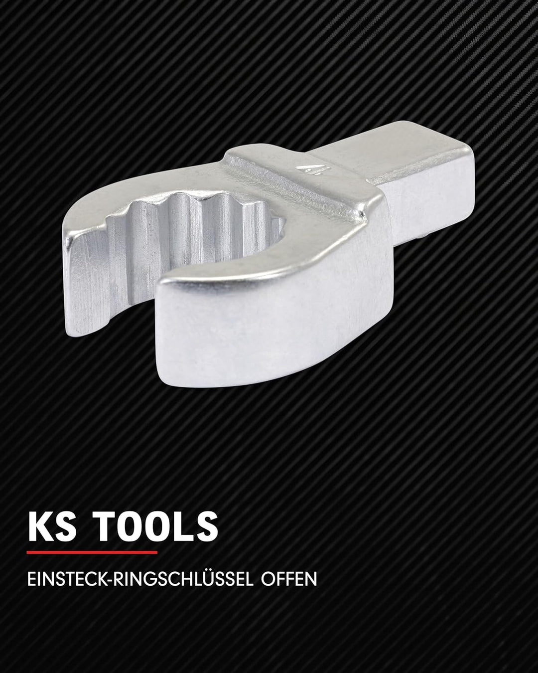 KS Tools 516.2518 9x12mm Einsteck-Ringschlüssel offen, 18mm, Satiniertes Chrom 18 mm, 18 mm