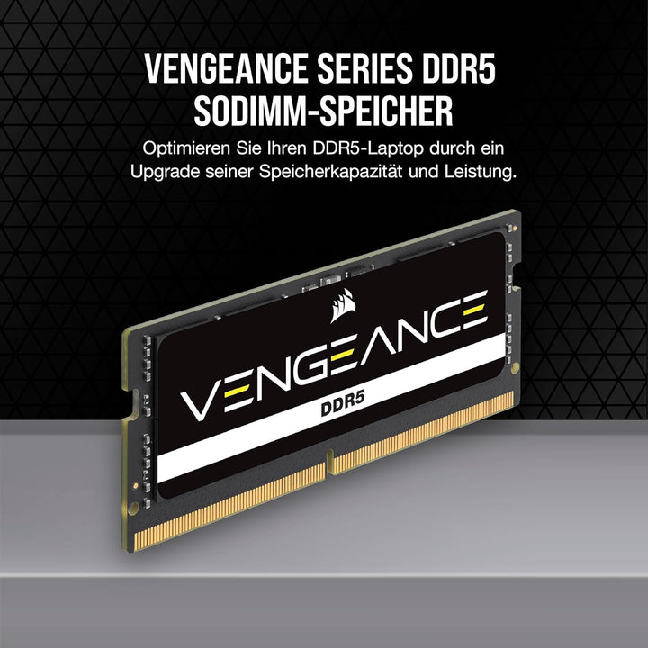 CORSAIR VENGEANCE SODIMM DDR5 RAM 16GB (1x16GB) 4800MHz CL40-40-40-77 1.10V Intel XMP 3.0 Laptop-Spe