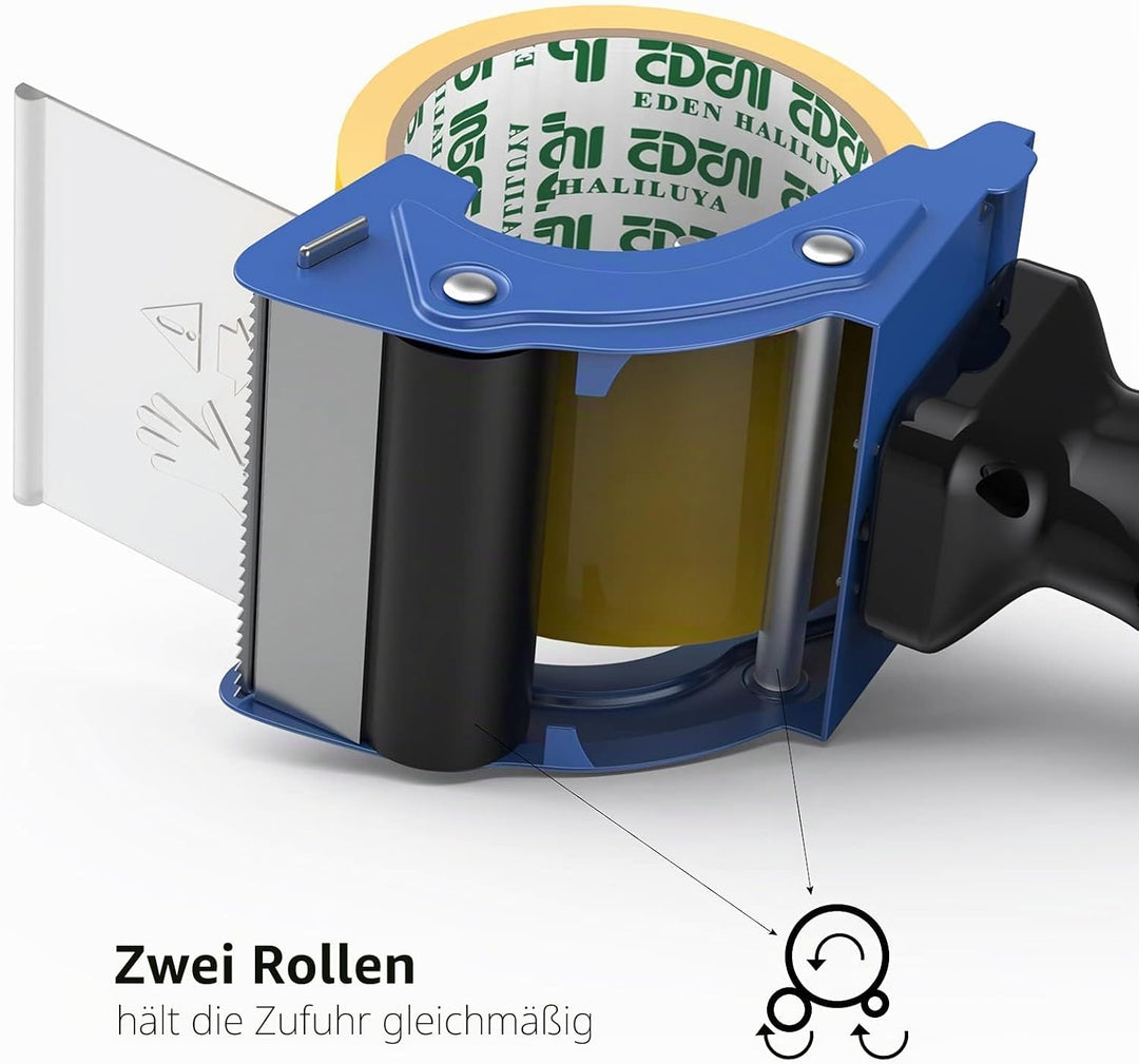 PROSUN Packetband Handabroller mit Bremse Metallgehäuse Schnell Reload Klebebandabroller, Paketklebe
