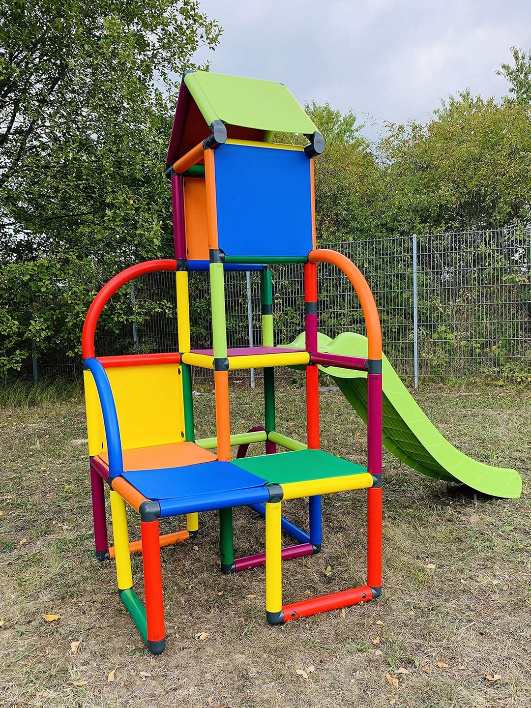 Move and stic Spielturm Toni mit Rutsche – Indoor &amp; Outdoor Kletterturm mit Spielhaus – Modulares Kl