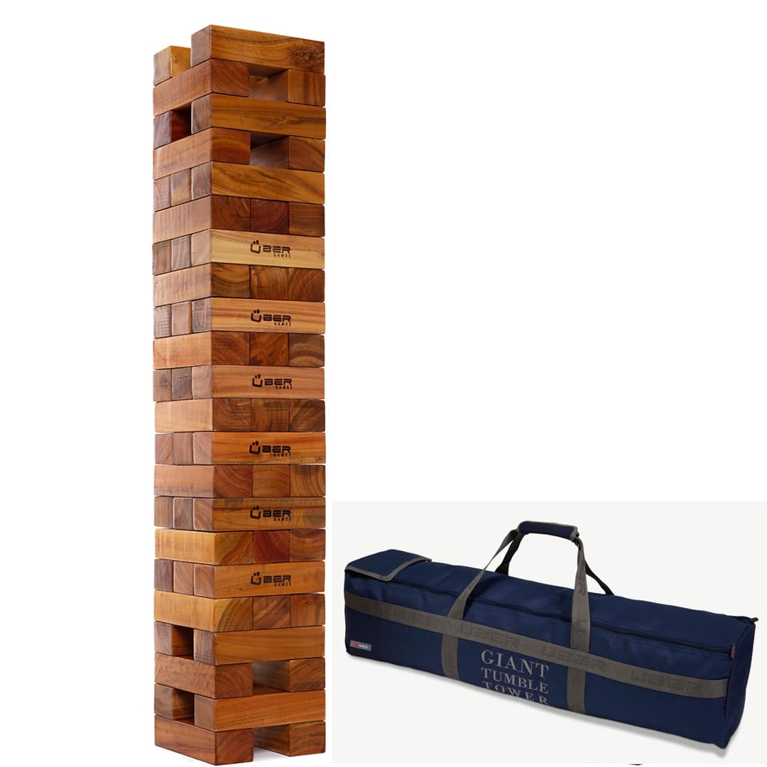 Ubergames Riesen Wackelturm XXL Spiel - 22kg bis 150 cm Gross - India ökologisch Hartholz - Handgefe