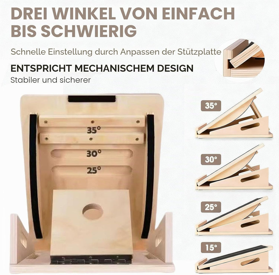 2-In-1 Schrägbrett Aus Holz Für Wadendehnung Und Gleichgewicht, Stretch-Brett Mit Griff, Einstellbar