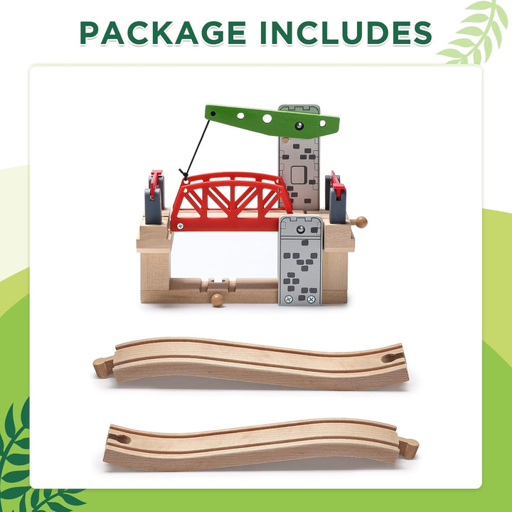 SainSmart Jr. Holzeisenbahn-Set Zubehör, bewegliche Hebebrücke Set mit Gleis für Kinder, kompatibel