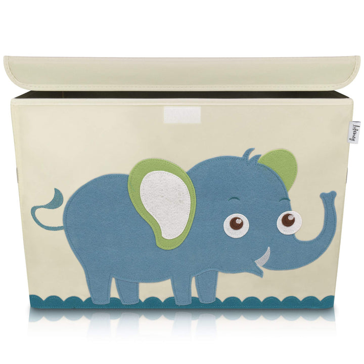 Aufbewahrungsbox Kinder gross 51 x 36 x 36 I Spielzeugkiste I Kiste mit Deckel für Kinderzimmer I Au