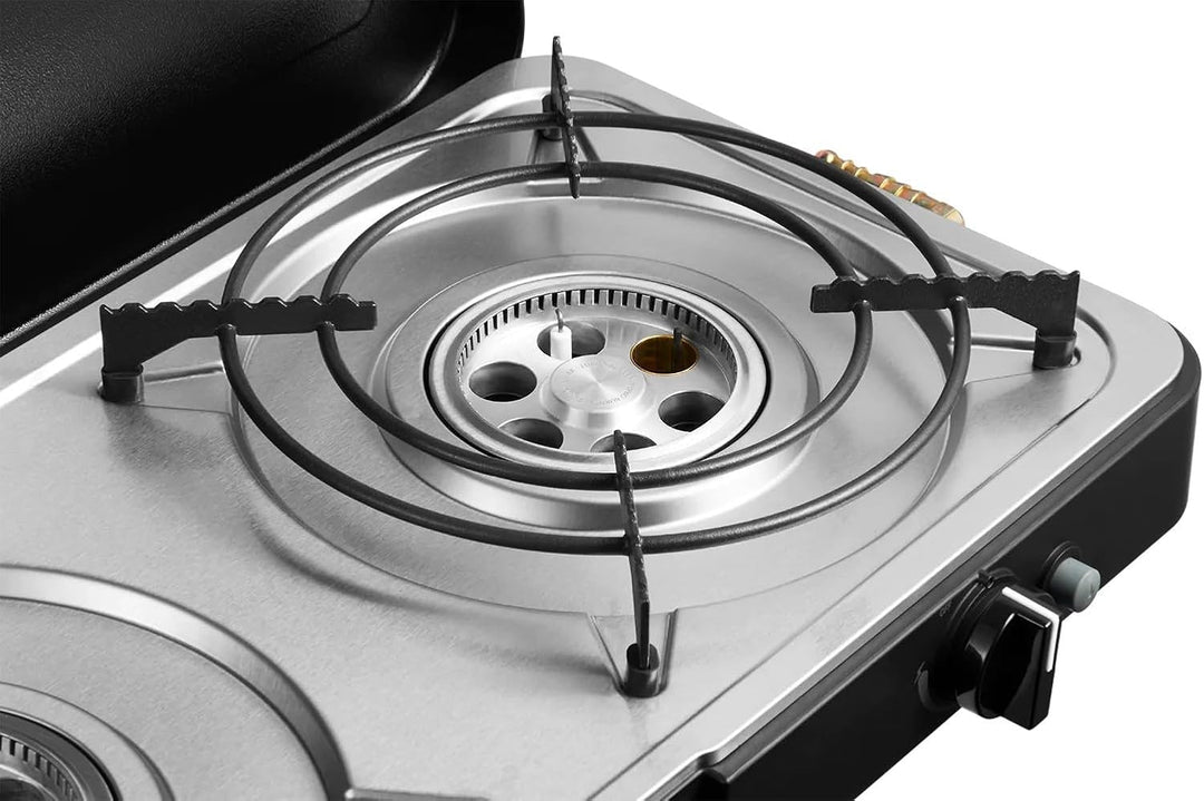 CADAC - 2 Cook 3 Turbo Stove + Camping-Kochbuch - Gas Tischgrill mit 2 Brennern + Rezeptbuch - Outdo