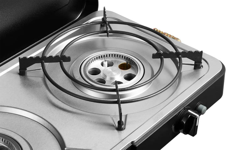 CADAC - 2 Cook 3 Turbo Stove + Camping-Kochbuch - Gas Tischgrill mit 2 Brennern + Rezeptbuch - Outdo