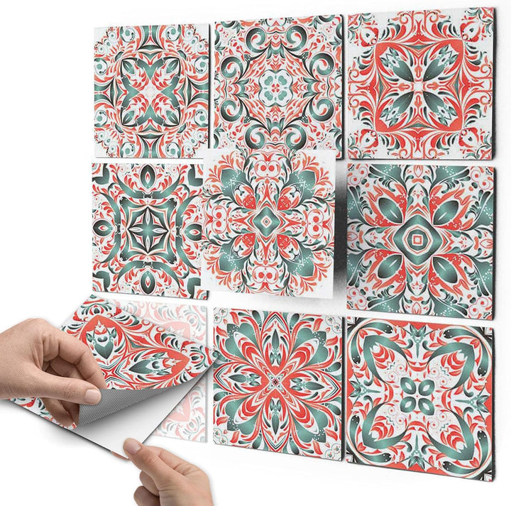 Sticker-Fliesen Dekor I Fliesen-Klebefolie - selbsklebend - Fliesenspiegel aufpeppen I Kachel-Aufkle