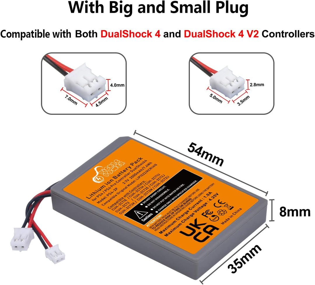 PS4 Controller Akku, Pickle Power 2 x 2000mAh PS4Pro Akkus für Sony Playstation 4 Dualshock 4 V1 V2
