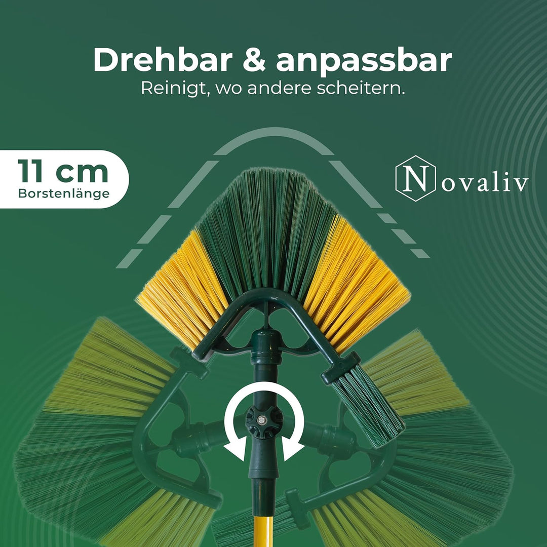 Novaliv 2X Dachrinnenbürste & Eckenbürste mit Schaber & Teleskopstiel 3,3m, Dachrinnen Reinigung Bes