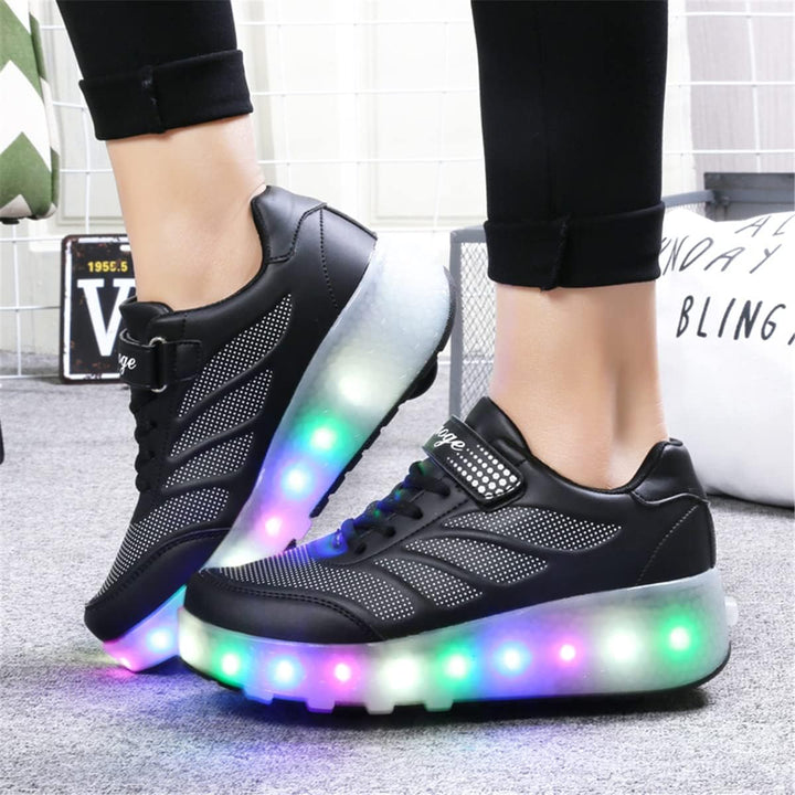 Kinderroller mit LED Licht | Automatisch Einziehbar & Abnehmbare Vorderreifen | Outdoor-Spiel-Schuhe