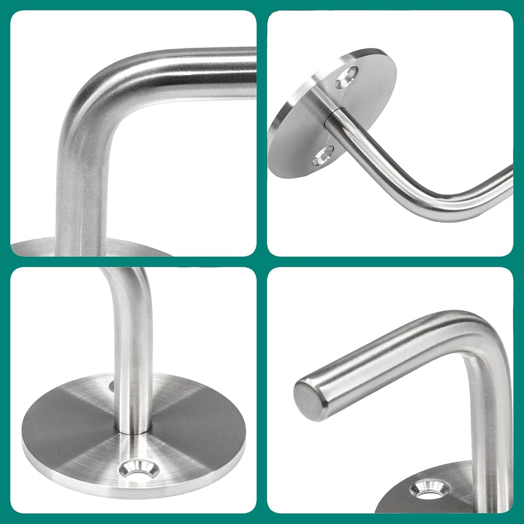 PRIOstahl Handlaufhalter Wandhalter Handlaufstütze Rohrhalter Geländerhalterung - 4 x Handlaufträger