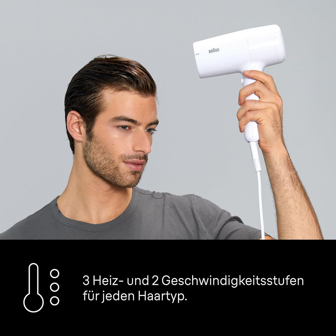 Braun Haartrockner HD2.1, Haartrockner mit Düse, 2100W mit 3 Temperatur- und 2 Geschwindigkeitsstufe