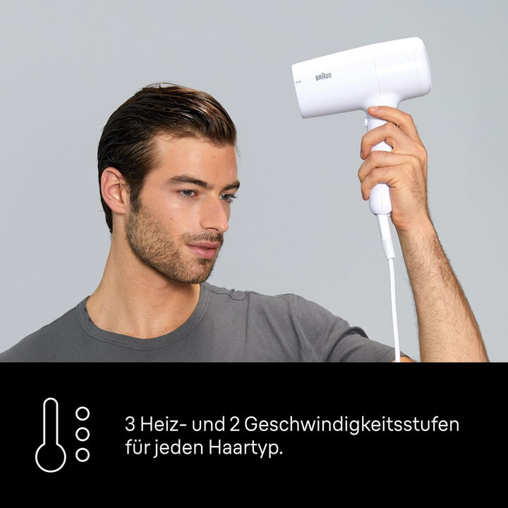 Braun Haartrockner HD2.1, Haartrockner mit Düse, 2100W mit 3 Temperatur- und 2 Geschwindigkeitsstufe