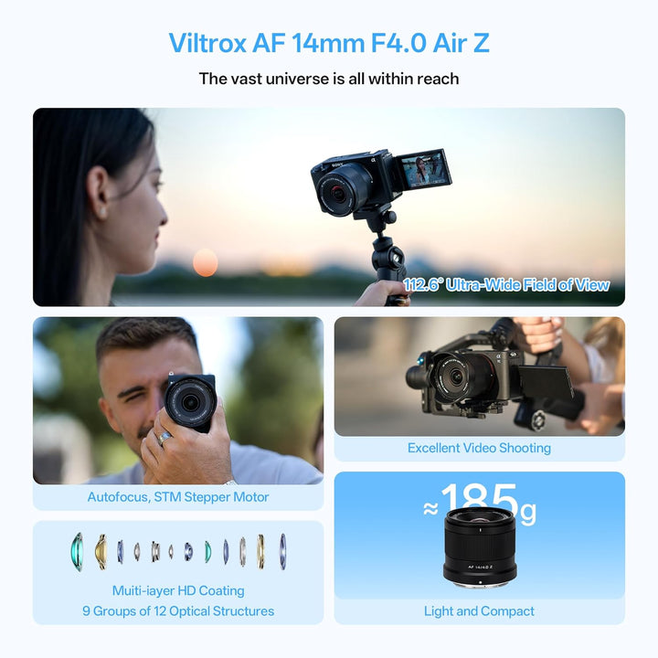 VILTROX AF 14 mm F4.0 Air Vollformatobjektiv für Nikon Z Mount 14mm F4.0 (Full-Frame), 14mm F4.0 (Fu