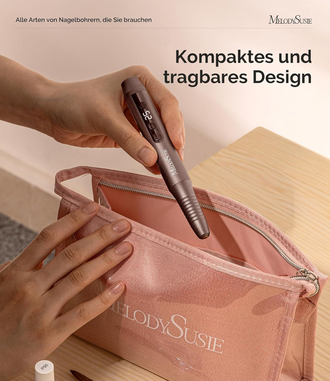 MelodySusie Kabellos Nagelfräser für Gelnägel, Elektrische Nagelfeile 25000 u/min, PC180G Profession