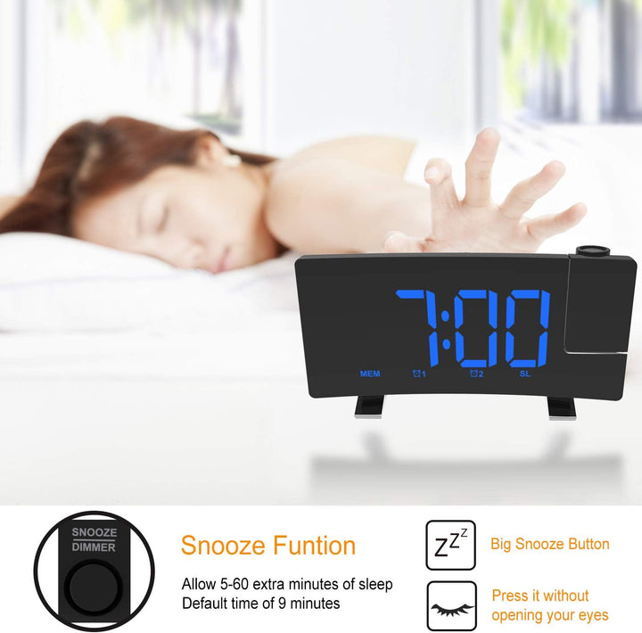 ThreeH Projektionsuhr UKW-Radiowecker mit USB-Ladegerät 5,5'' grosses LED-Display 2 Töne für Heavy S