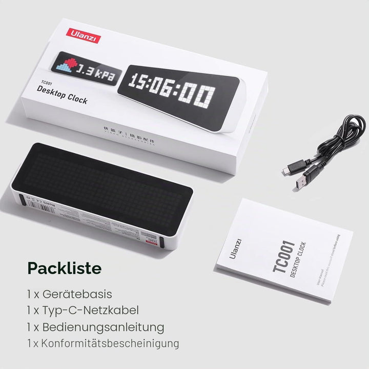 ULANZI TC001 Smart Pixel Clock, Social Media Counter, Digitaler Wecker mit Wetter, AWTRIX Simulator,