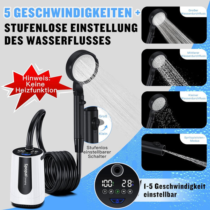 Spopal Campingdusche, [Aktualisierte Version - 10000mAh] Mobile Dusche mit Pumpe,Campingdusche Tragb