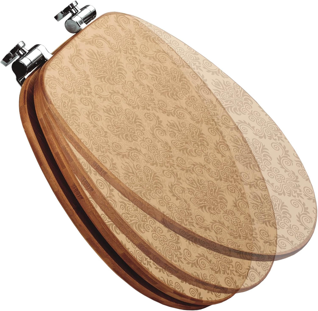 banjado® Design WC Sitz Bambus Absenkautomatik mit Motiv Geigetapete/Toilettendeckel mit Absenkautom