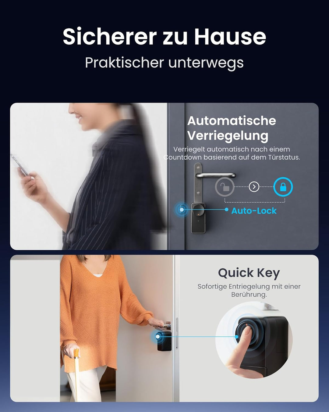 SwitchBot WLAN Smart Lock Pro Mit Aufladbarem Akku, Matter Over WiFi, Elektronisches Türschloss, sch