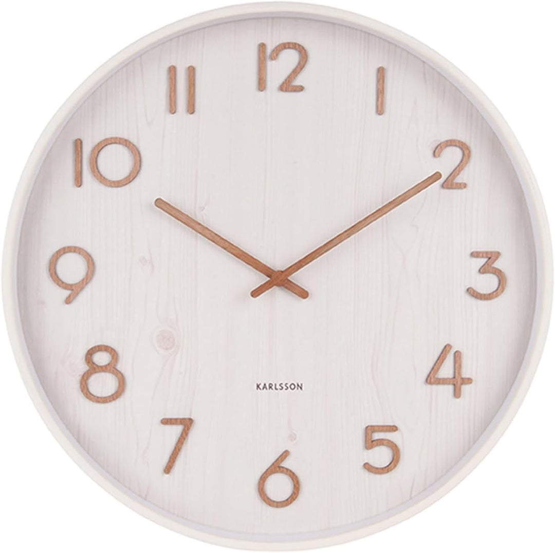KARLSSON - Wanduhr Pure M - weisse Linde Natur - Ø40 x T4,5 cm