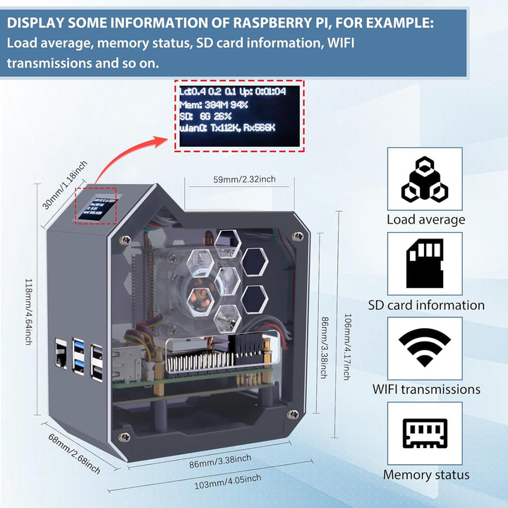 GeeekPi N07 Mini Tower NVMe NAS Kit für Raspberry Pi 5, mit N07 M.2 NVMe SSD Pip PCIe Peripheral Boa