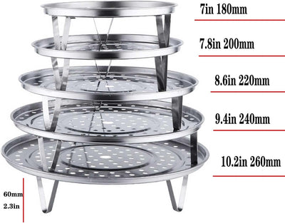 5 Stück Dünsteinsatz Edelstahl Edelstahl Dampfgarer Dampfgareinsatz Runde Stand Dampf Regal Steaming