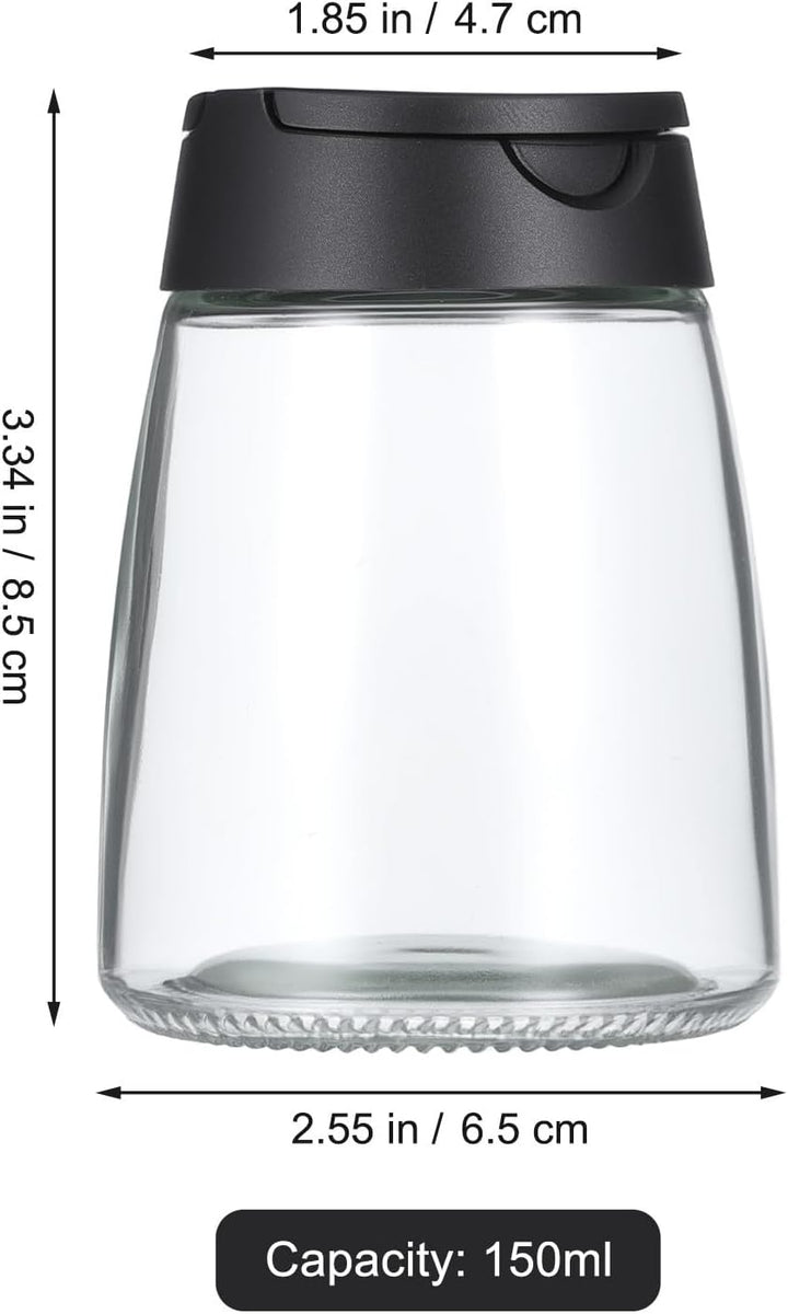 BESTonZON 12er Set Gewürzgläser mit Doppeldeckel Schwarz Glas Gewürzstreuer für Salz Pfeffer Kräuter
