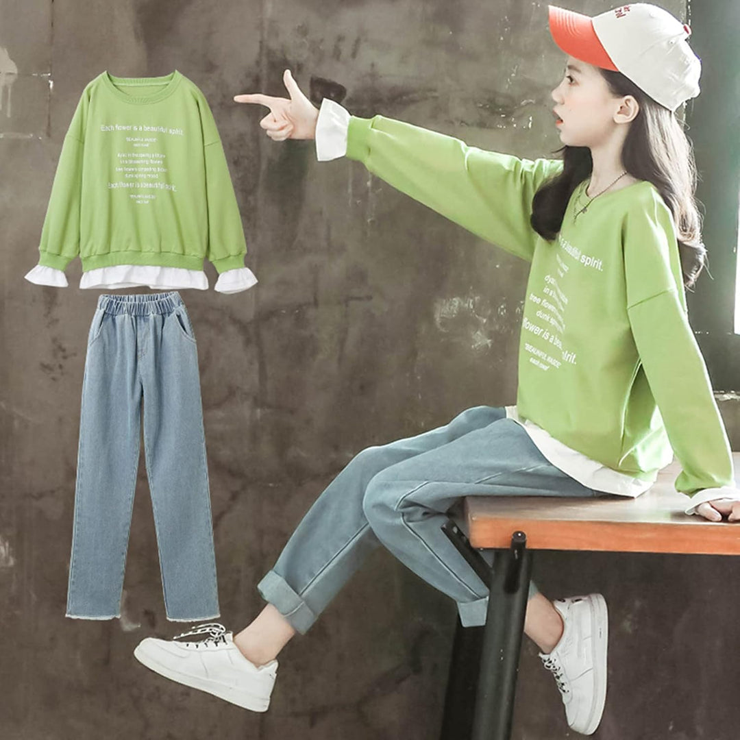Mädchen Trainingsanzug Gestreift Pullover Sweatshirt Jogging Hose Bekleidungsset for 3-14 Jahre 7-8