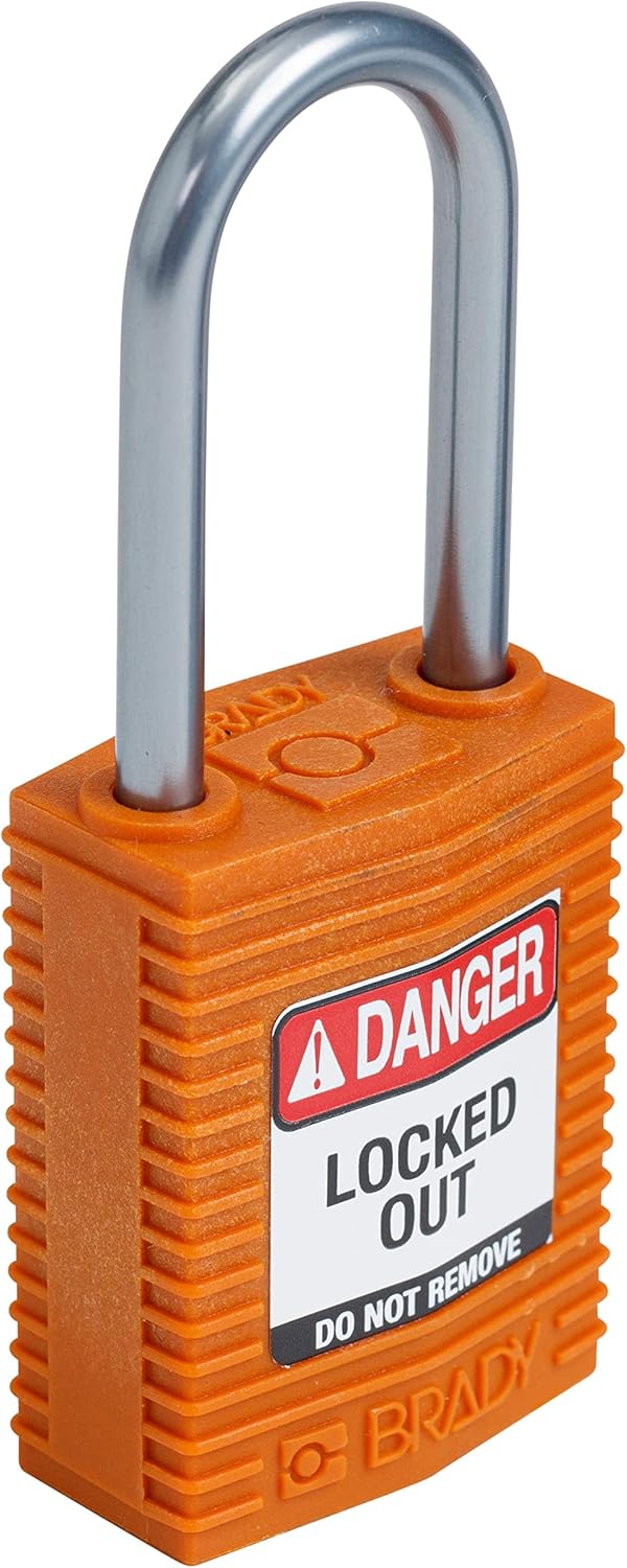 Brady (CPT-ORG-38AL-KD) SafeKey Nylon Lockout-Vorhängeschloss - kompakt Mit Aluminium Bügel 38.00 mm