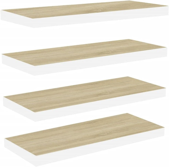 80x23,5x3,8 cm Floating Wall Shelf 4 STK. Hängeregal Regale Wandregale Regalboden Regal Eiche Weiss