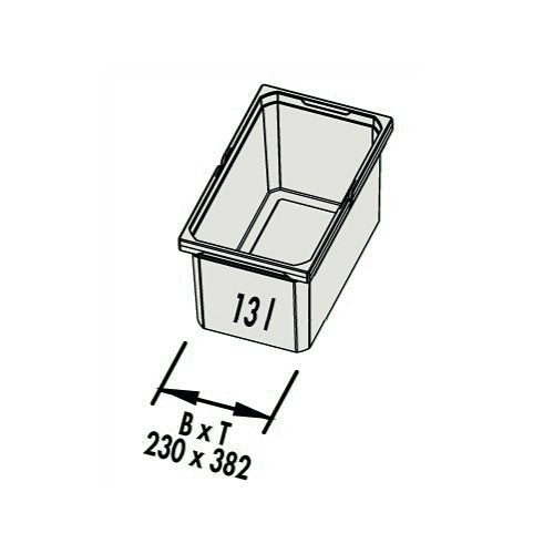 Naber Mülleimer | Modell 8012491 | Volumen 13L | 230 x 382 x 216 mm | Kunststoff Grau