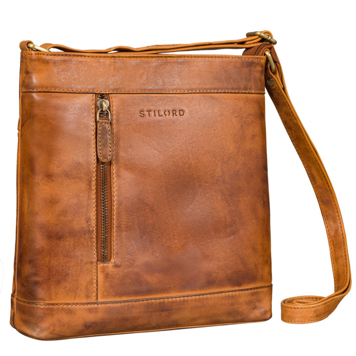 STILORD Moni Stylishe Crossbody Bag Damen Leder Mittel-Gross - Freizeittasche Echtleder Handtasche V