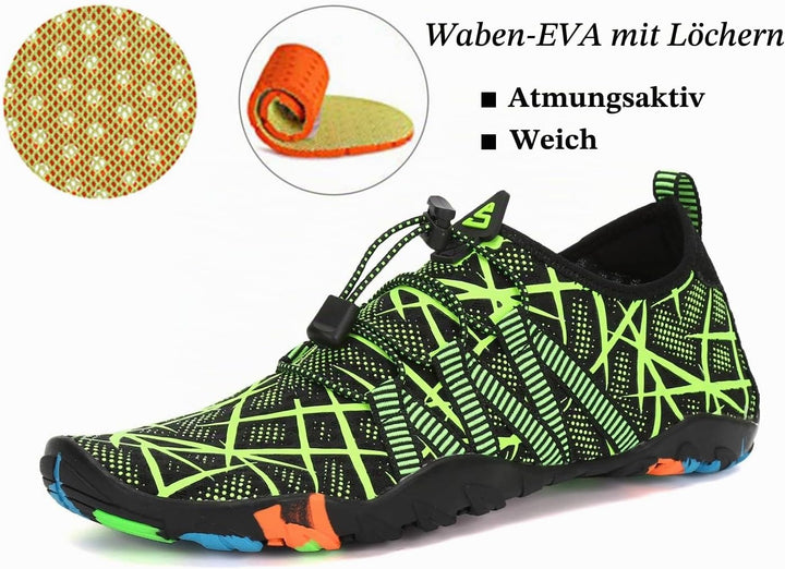 SAGUARO Badeschuhe für Herren Damen - 7/9 Drainagelöcher Schnelltrocknende rutschfest, Gr 35-48 45 E