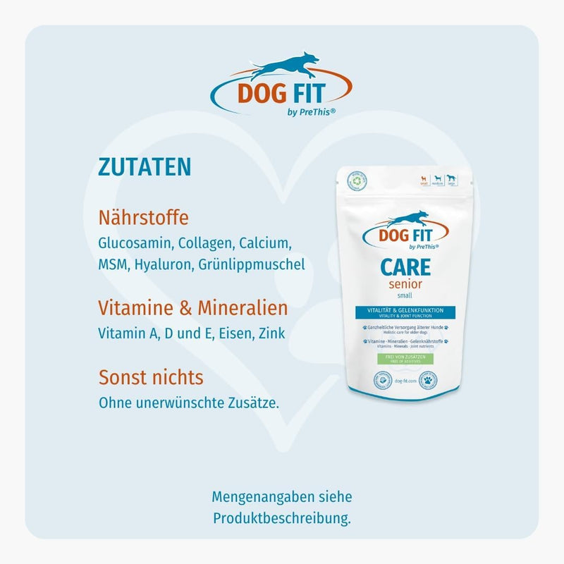 DOG FIT by PreThis® Care Senior I Aufbaupräparat für alte Hunde Plus Gelenkschutz & Vitamine & Miner