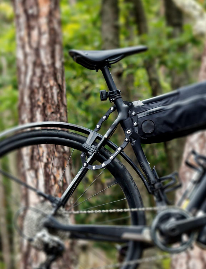 ROCKBROS Fahrradschloss mit Schlüssel 70cm mit Halterung Faltschloss Kettenschloss 519g aus Zinklegi
