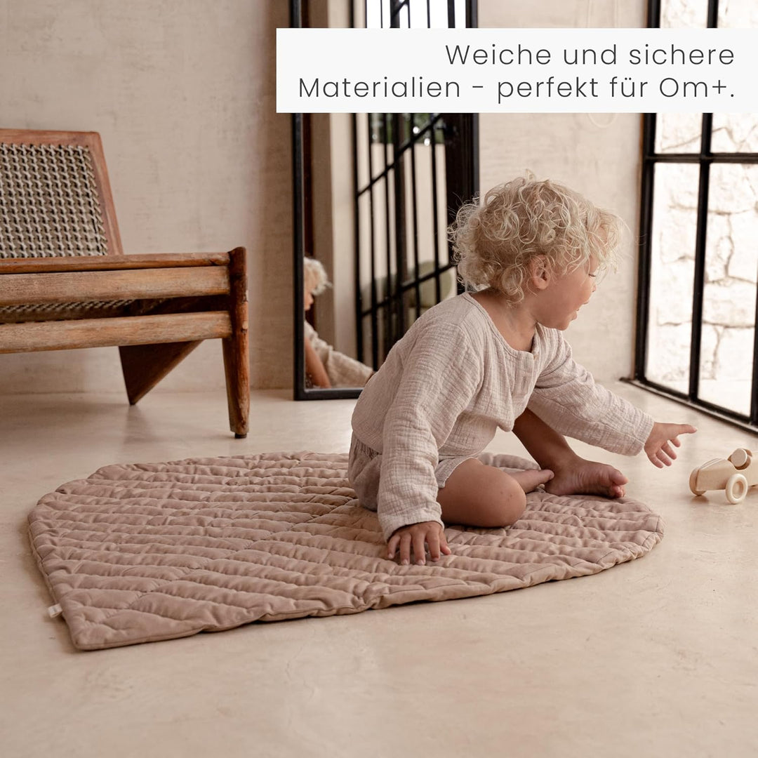 Toddlekind Krabbeldecke für Babys, Blattform, handgenäht, Baby-Spielmatte aus Bio-Baumwolle, 116×87