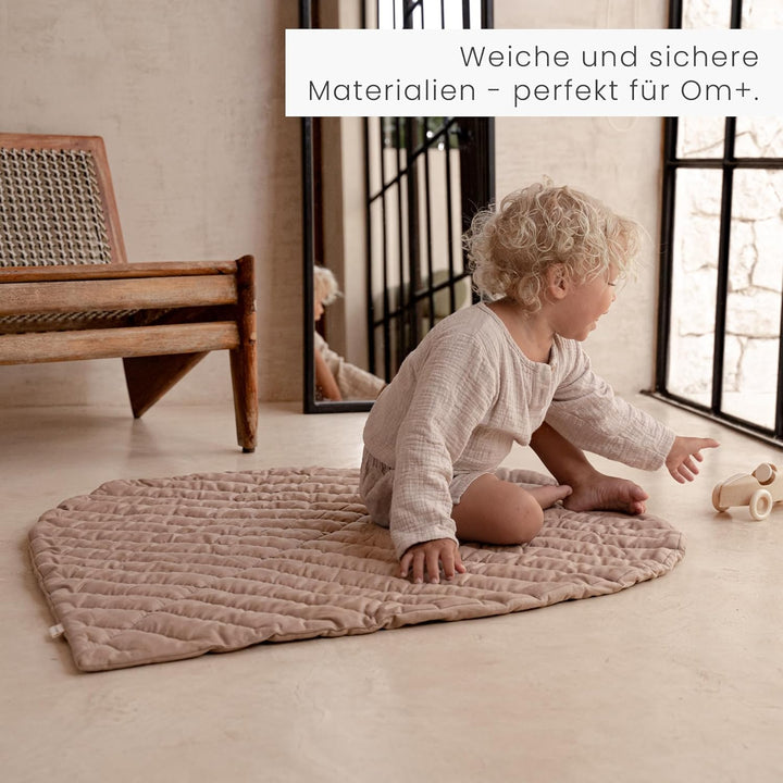 Toddlekind Krabbeldecke für Babys, Blattform, handgenäht, Baby-Spielmatte aus Bio-Baumwolle, 116×87
