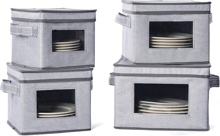 VENO 4 Grössen Geschirr-Aufbewahrungsbox mit Deckel und Griffen, Verpackungsmaterial für Teller, Umz