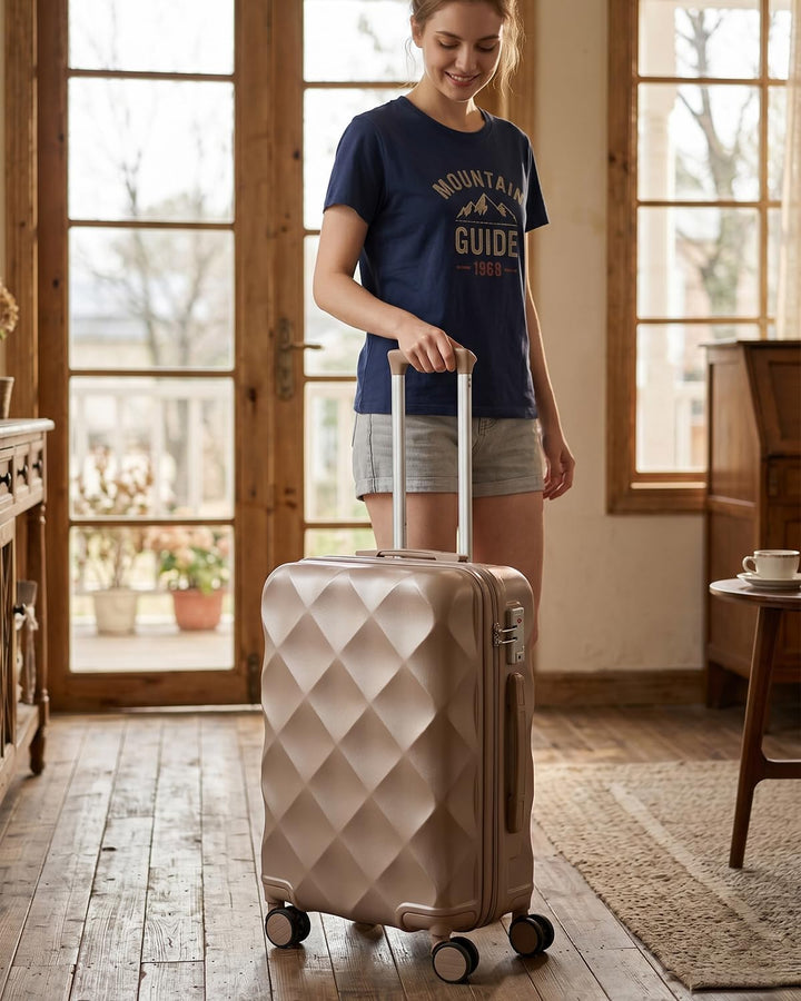 Handgepäck Koffer Trolley ABS Leicht Reisekoffer Hardschale 4 Rollen und TSA Schloss Mit 1 Reisetasc