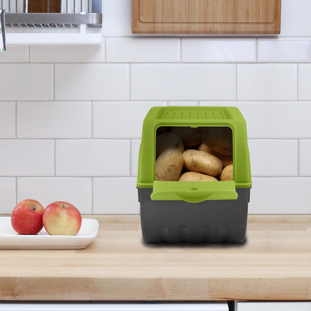 ARTECSIS® 2x Kartoffel Aufbewahrungsbox mit Deckel für 6 kg Kartoffeln (grün) - Vorratsbehälter & Vo