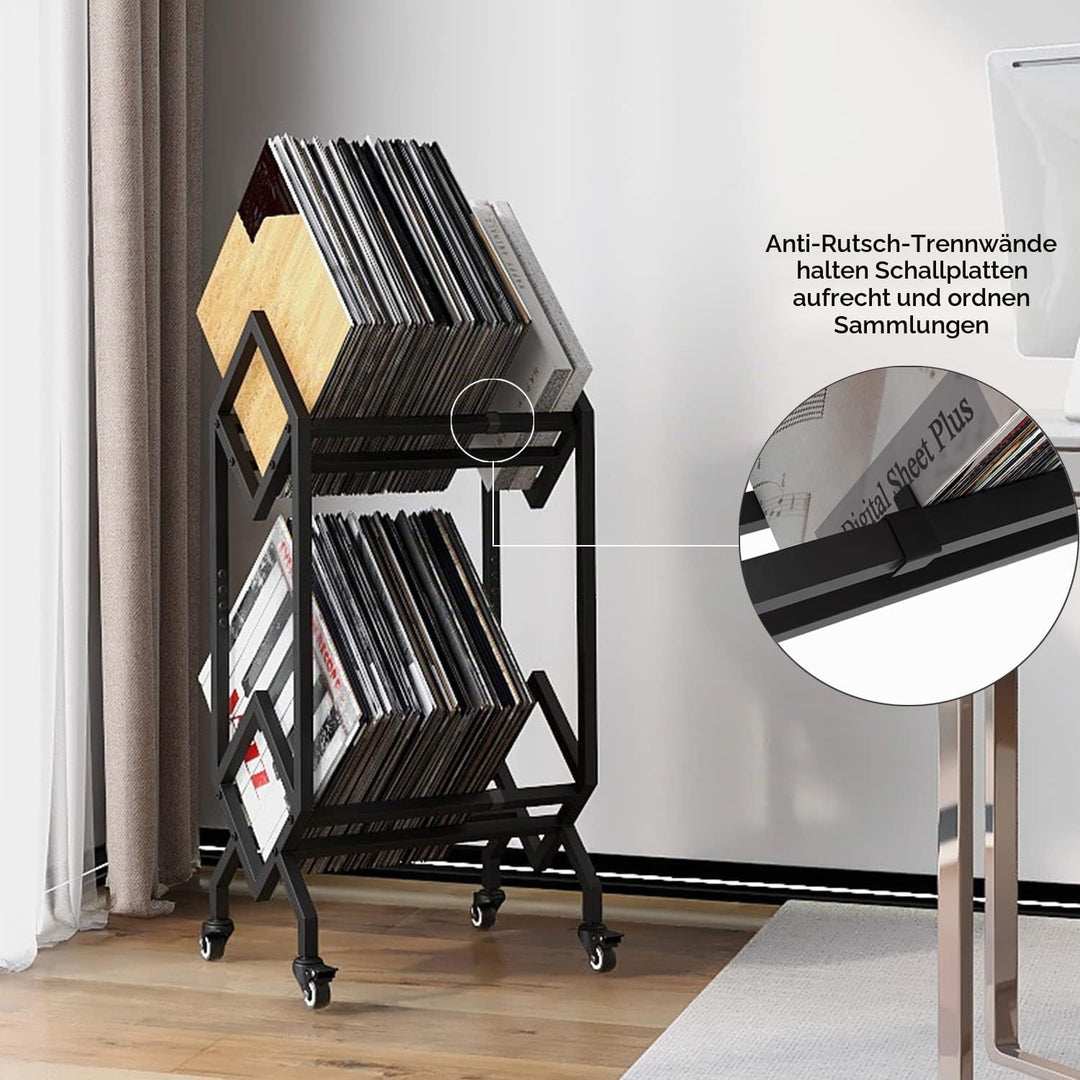VEDECASA DJ Vinyl Record Speicherhalter Rack LP Storage Display Ständer mit Casters einfach zu versc