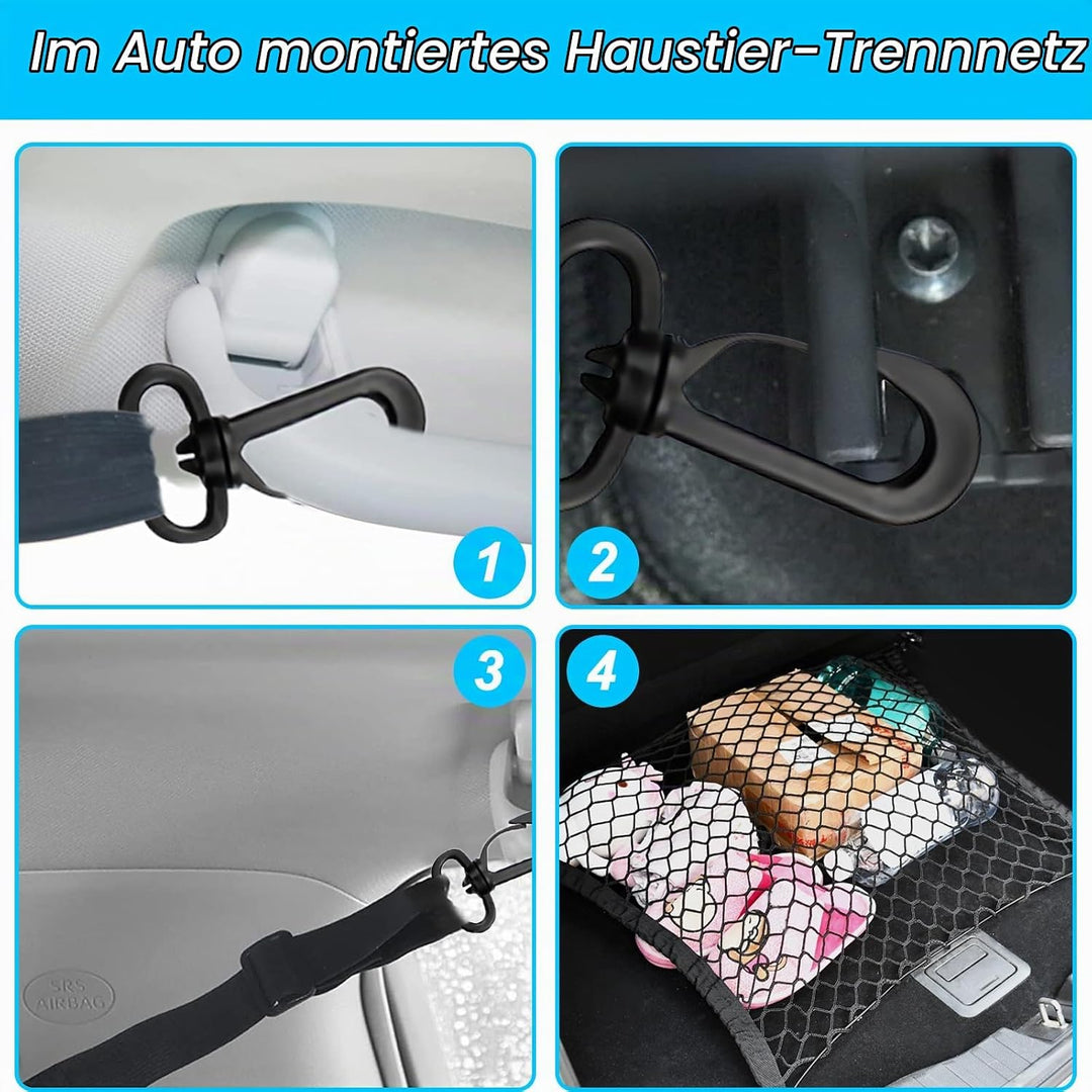Schutzgitter Auto Barriere Trennnetz: Hundegitter Auto Hundeschutzgitter aus Polypropylen mit 4 Hake