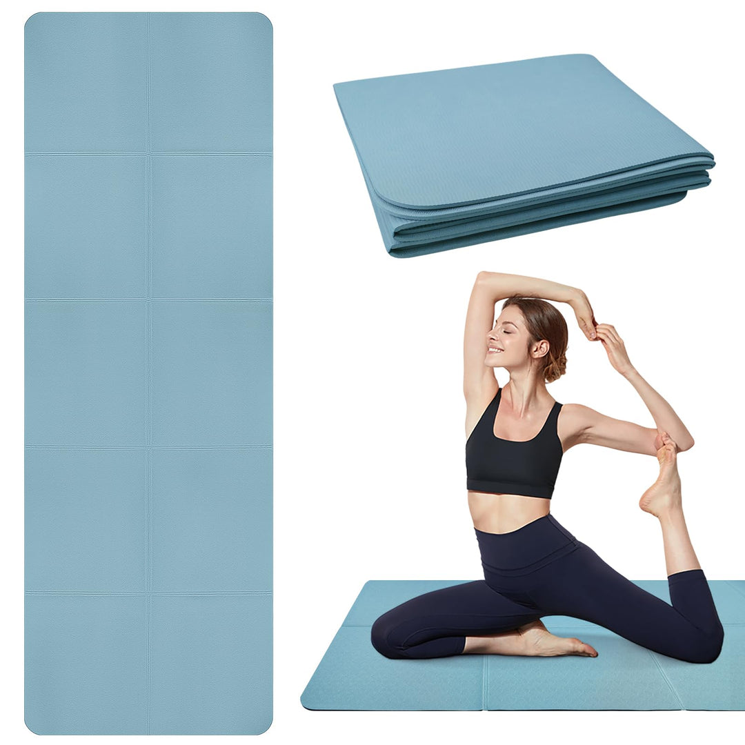 Faltbare Tragbare Yogamatte TPE Rutschfeste Fitnessmatte Trainingsmatte 183x61x0,5cm Reiseyogamatte
