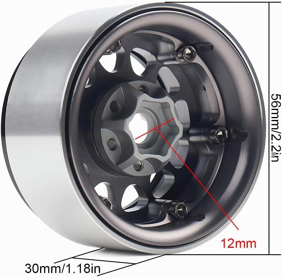 INJORA 4PCS 1,9 Beadlock Felgen Metall Räder Felge Set für 1:10 RC Rock Crawler Axial SCX10 pro SCX1