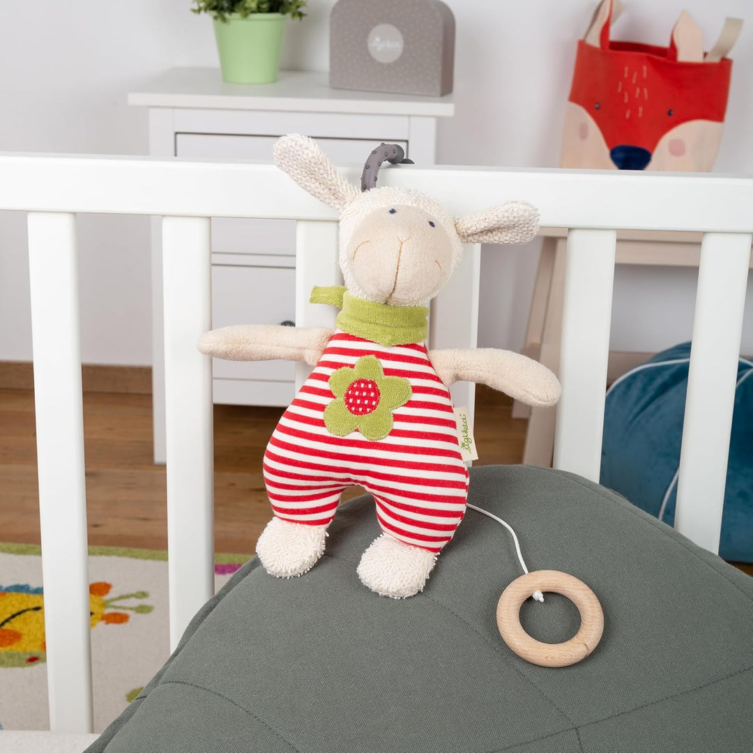 SIGIKID 39055 Spieluhr Schaf Green Mädchen Babyspielzeug empfohlen ab Geburt rot Beige/Rot gestreift